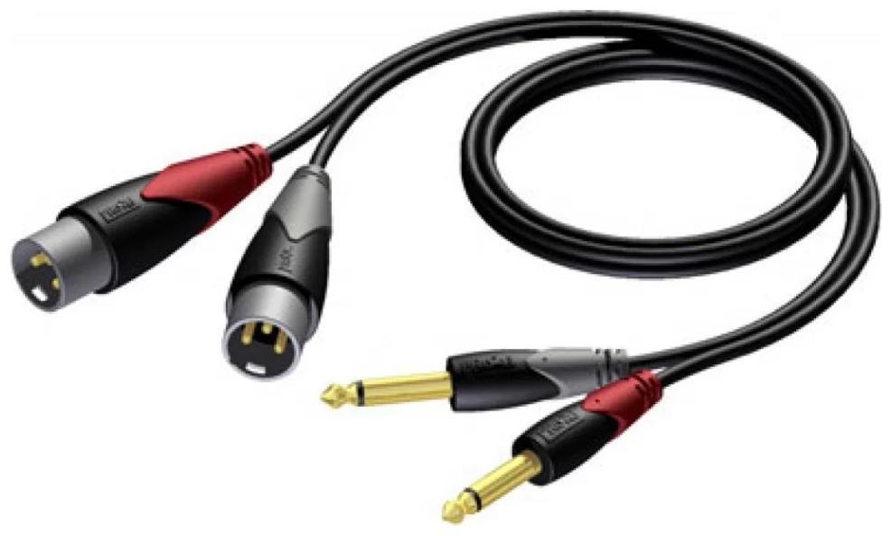 Кабель 2 x Jack 6.3 вилка - 2 x XLR 3-pin вилка, проводник SIG44, 10', 3 м