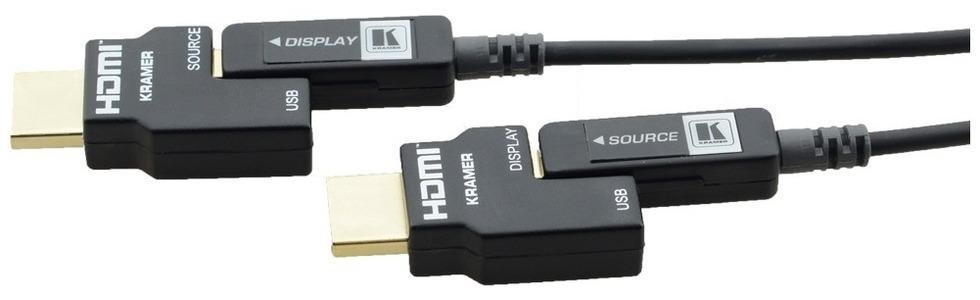 Кабель HDMI вилка - вилка, малодымный оптоволоконный, черный, съемные разъем, 263', 80 м