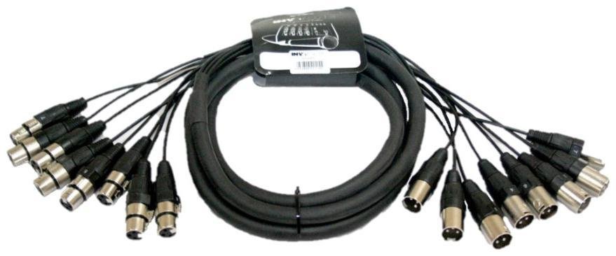 Кабель 8 x XLR 3-pin вилка - розетка, мультикорная система веерный хвост, 10', 3 м