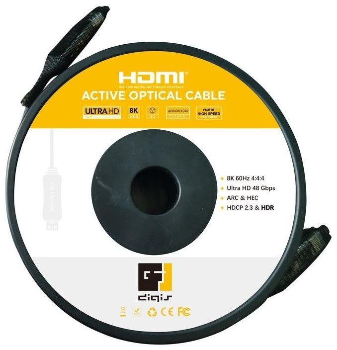 Кабель HDMI вилка - вилка, активный оптический, v.2.1, 8K 60Гц 4:4:4 (HDR), 48 Гб/с, 17', 5 м