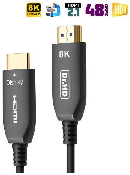Кабель HDMI вилка - вилка, оптоволоконный, оптический HDMI 2.1, 8k 60Hz, 4K 120Hz, 48Gbps, HDR, HDR10, Dolby Vision, 4:4:4, 3D, CEC, eACR, 82', 25 м