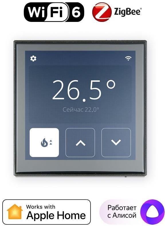 Lytko LYTKO 101 PLUS 16A B Умный термостат, Wi-Fi + Zigbee, серия 101 Plus, монтаж встроенный, цвет черный, 3500 Вт
