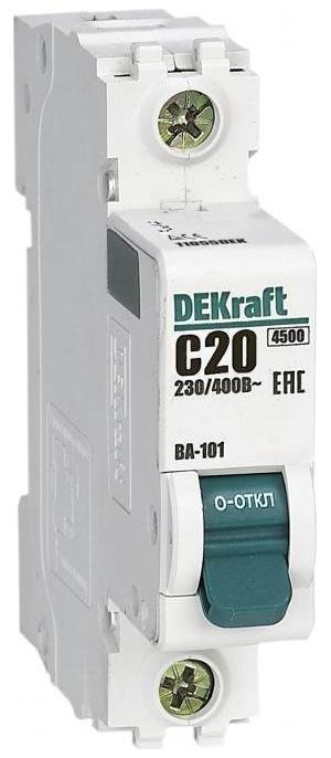 DEKraft 11055DEK Выключатель автоматический модульный 1п C 20А 4.5кА ВА-101