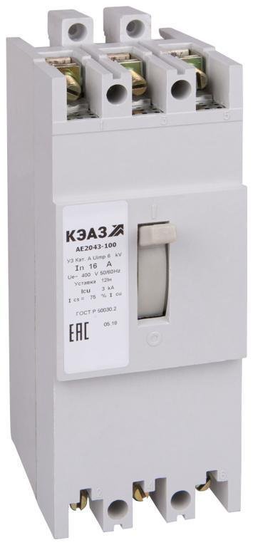 КЭАЗ 104228 Выключатель автоматический 63А 12Iн АЕ2046-100 У3 400В AC