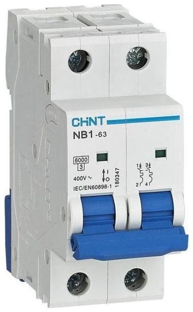 CHINT 179675 Выключатель автоматический модульный 2п D 25А 6кА NB1-63 (R)