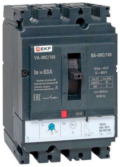 EKF mccb99C-100-63 Выключатель автоматический 3п 100/63А 36кА ВА-99C Compact NS PROxima