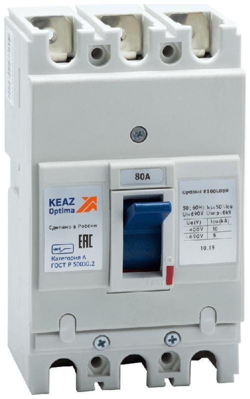 КЭАЗ 100007 Выключатель автоматический 80А 10кА OptiMat E100L080 УХЛ3