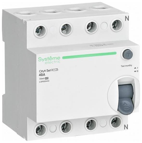 Systeme Electric C9R68440 Выключатель дифференциального тока (УЗО) 4п 40А 30мА тип A City9 Set 400В SE