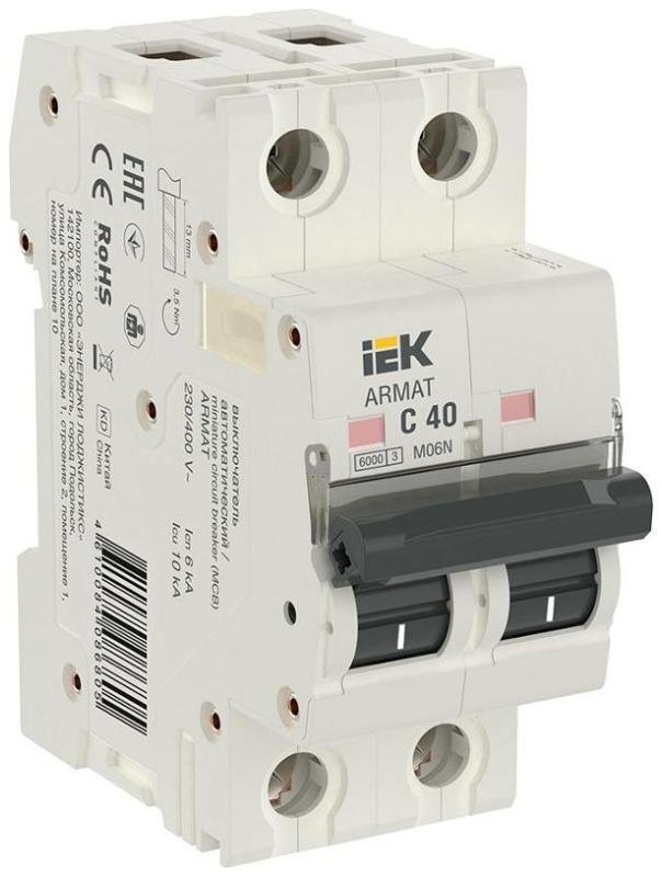 IEK AR-M06N-2-C040 Выключатель автоматический модульный 2п C 40А M06N ARMAT
