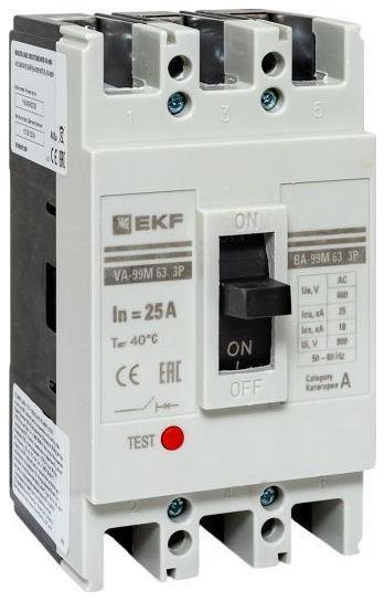 EKF mccb99-63-25m Выключатель автоматический 3п 63/25А 25кА ВА-99М PROxima