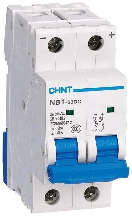 CHINT 182718 Выключатель автоматический модульный 2п C 10А 6кА NB1-63DC 500В DC (R)
