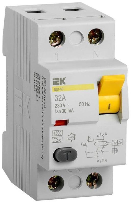 IEK MDV11-2-032-030 Выключатель дифференциального тока (УЗО) 2п 32А 30мА тип A ВД1-63 KARAT