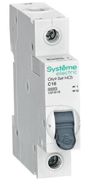 Systeme Electric C9F36116 Выключатель автоматический 1п C 16А 6кА 230В City9 Set SE