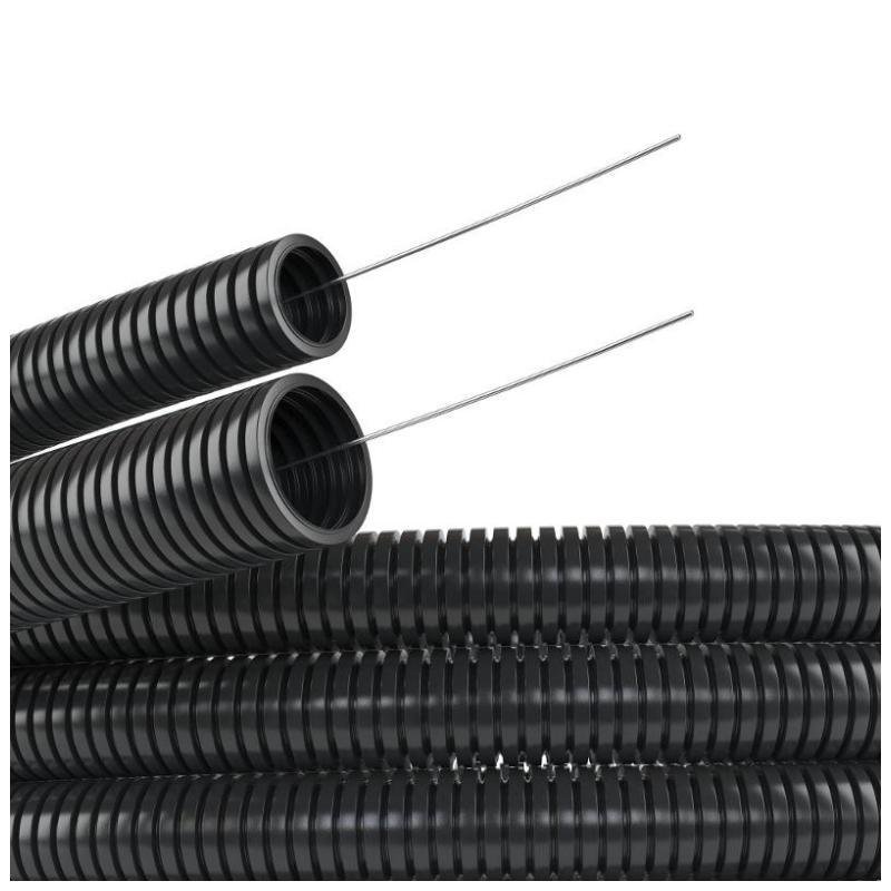DKC PA612329F2 Труба гибкая гофрированная ПА 6 DN23мм ПВ-2 Dвн 22,6мм Dнар 28,5мм, с протяжкой чёрный полиамид [в упаковке 50, цена за 1 м]
