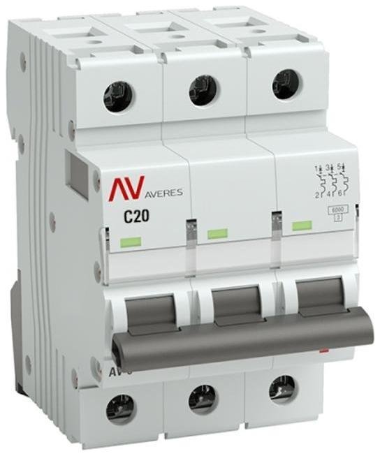 EKF mcb6-3-20C-av Выключатель автоматический модульный 3п C 20А 6кА AV-6 AVERES