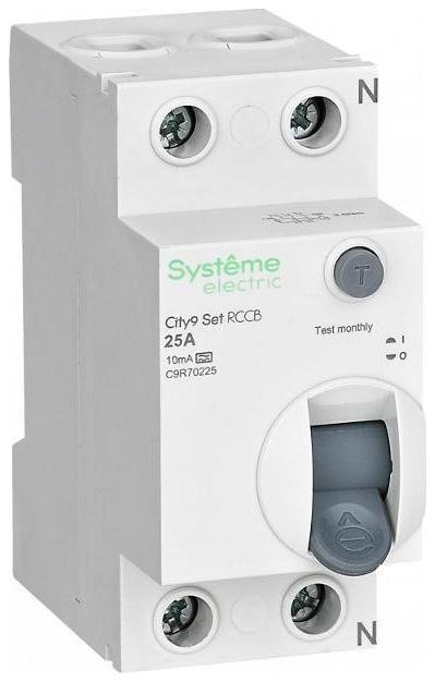 Systeme Electric C9R70225 Выключатель дифференциального тока (УЗО) 2п 25А 10мА тип A City9 Set 230В SE