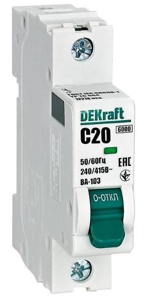 DEKraft 12274DEK Выключатель автоматический модульный 1п C 20А 6кА ВА-103
