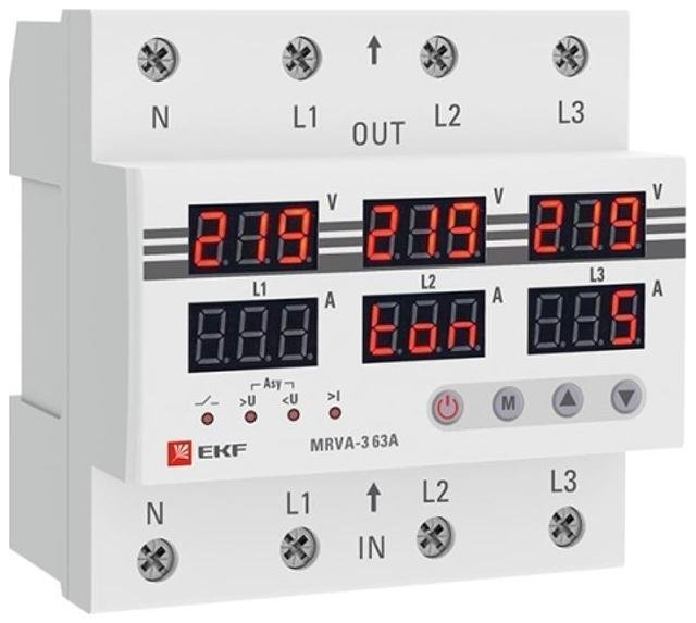 EKF MRVA-3-63A Реле напряжения и тока трехфазное с дисплеем MRVA-3 63A