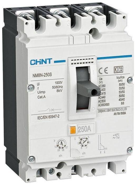 CHINT 271176 Выключатель автоматический 3п 250А 50кА NM8N-250S TM 3P с рег. термомагнит. расцеп. (R)