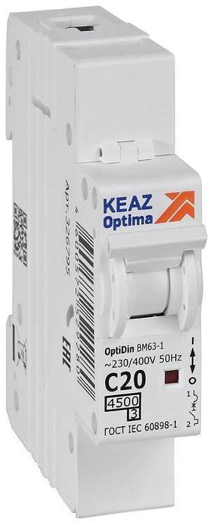 КЭАЗ 326795 Выключатель автоматический модульный 1п C 20А 4.5кА OptiDin BM63-1C20-4.5-УХЛ3