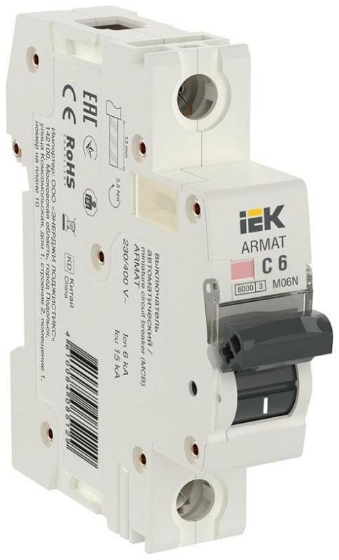 IEK AR-M06N-1-C006 Выключатель автоматический модульный 1п C 6А M06N ARMAT