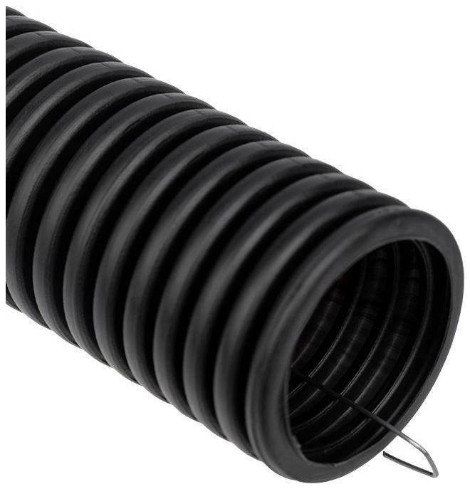 Rexant 28-0040-3 Труба гофрированная из ПНД, с зондом, черная, D40 мм (бухта 15 м/уп.) [в упаковке 15, цена за 1 м]