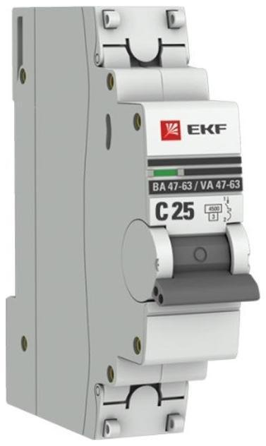 EKF mcb4763-1-25C-pro Выключатель автоматический модульный 1п C 25А 4.5кА ВА 47-63 PROxima