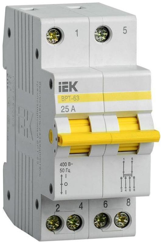 IEK MPR10-2-025 Выключатель-разъединитель (рубильник) трехпозиционный ВРТ-63 2п 25А [в упаковке 6, цена за 1 шт]