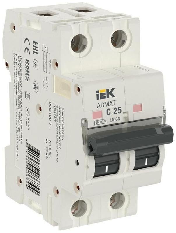 IEK AR-M06N-2-C025 Выключатель автоматический модульный 2п C 25А M06N ARMAT