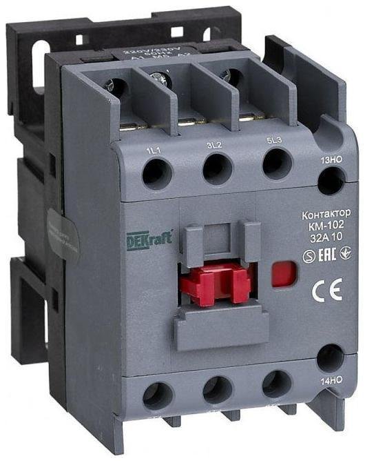 DEKraft 21928DEK Контактор 32А 230В AC АС3 АС4 1НО+1НЗ КМ-102