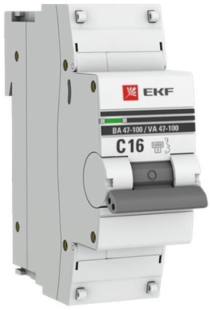 EKF mcb47100-1-16C-pro Выключатель автоматический модульный 1п C 16А 10кА ВА 47-100 PROxima
