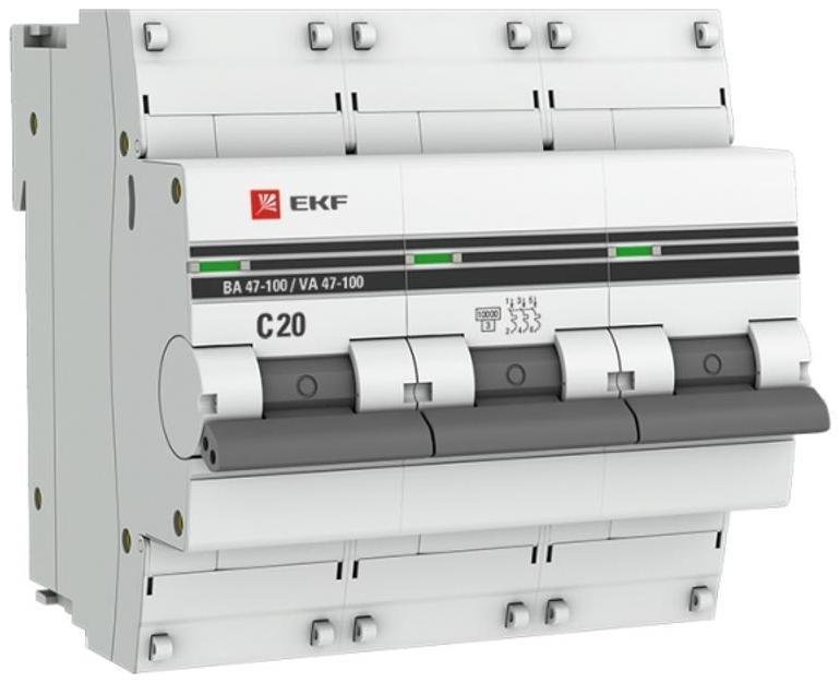 EKF mcb47100-3-20C-pro Выключатель автоматический модульный 3п C 20А 10кА ВА 47-100 PROxima