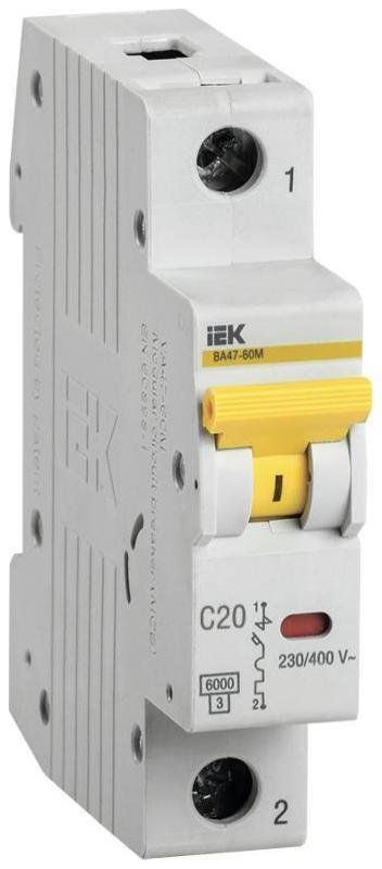 IEK MVA31-1-020-C Выключатель автоматический модульный 1п C 20А 6кА ВА47-60M KARAT