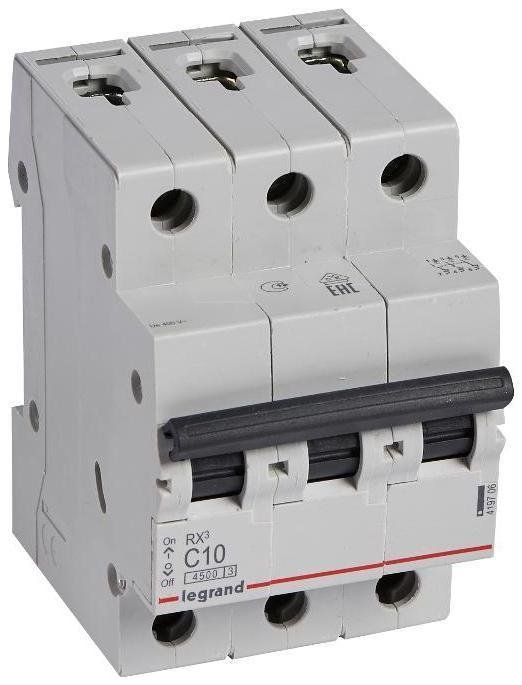 Legrand 419706 Выключатель автоматический модульный 3п C 10А 4.5кА RX3 ИЭК Leg