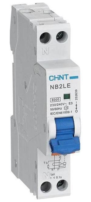 CHINT 689007 Выключатель автоматический дифференциального тока 1п+N C 16А 30мА 1мод. электрон. тип A 6кА NB2LE (R)