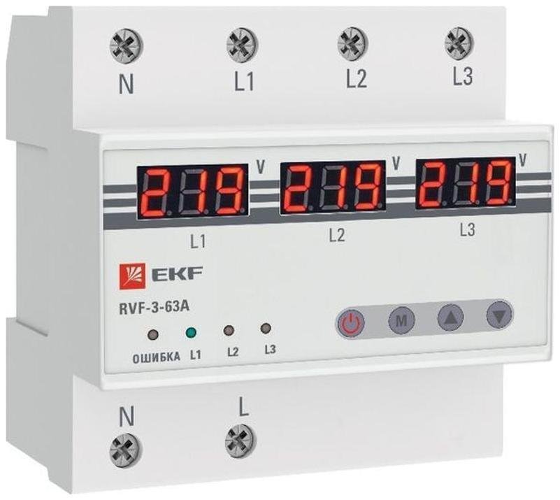 EKF RVF-3-63a Реле выбора фаз с дисплеем RVF-3-63А PROxima