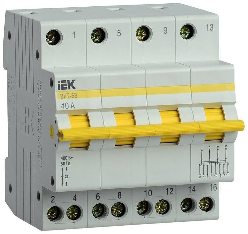 IEK MPR10-4-040 Выключатель-разъединитель (рубильник) трехпозиционный ВРТ-63 4п 40А [в упаковке 3, цена за 1 шт]