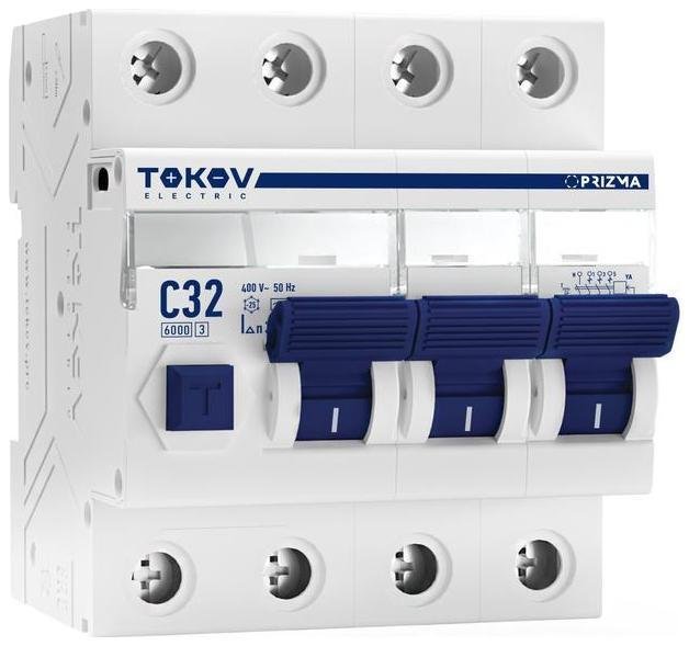 TOKOV electric TKE-PZ60-RCBO-4-32-30-AC Выключатель автоматический дифференциального тока 4п (3P+N) C 32А 30мА тип AC 6кА PRIZMA