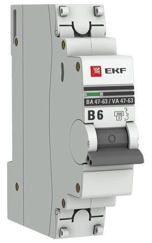 EKF mcb4763-1-06B-pro Выключатель автоматический модульный 1п B 6А 4.5кА ВА 47-63 PROxima