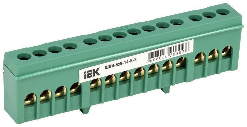 IEK YNN10-69-14KD-K06 Шина PE "земля" в корпусном изоляторе на DIN-рейку ШНИ-6х9-14-К-З [в упаковке 10, цена за 1 шт]