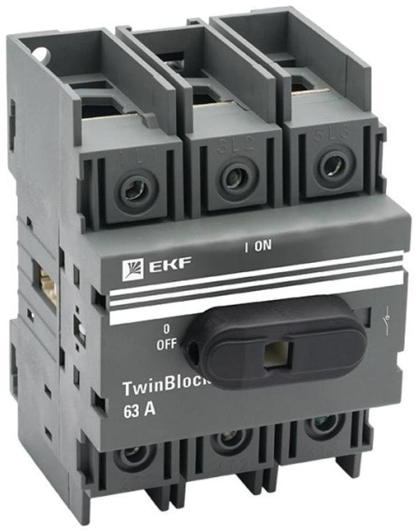 EKF tb-63-3p-f Рубильник 3п 63А с рукояткой управления для прямой установки TwinBlock