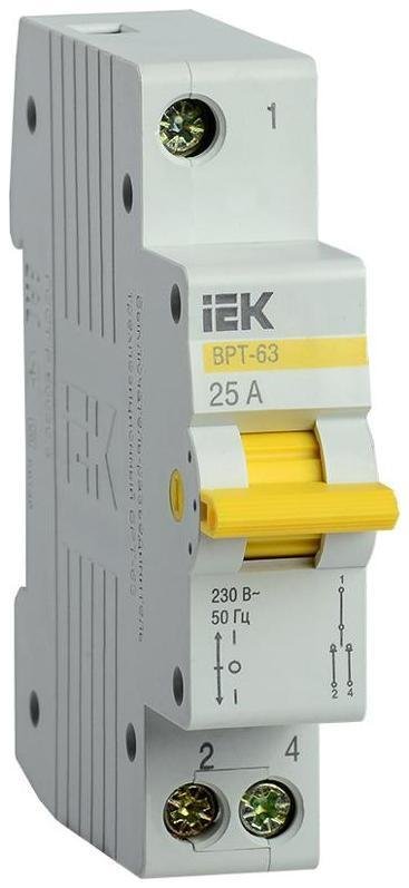 IEK MPR10-1-025 Выключатель-разъединитель (рубильник) трехпозиционный ВРТ-63 1п 25А [в упаковке 12, цена за 1 шт]