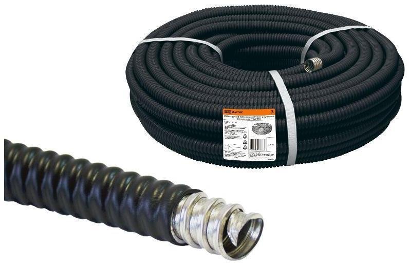 TDM electric SQ0407-0250 Металлорукав в ПВХ-изоляции Р3-Ц-П нг d 50 черный (20м) без протяжки [в упаковке 20, цена за 1 м]