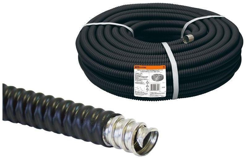 TDM electric SQ0407-0212 Металлорукав в ПВХ-изоляции Р3-Ц-П нг d 12 черный (50м) без протяжки [в упаковке 50, цена за 1 м]