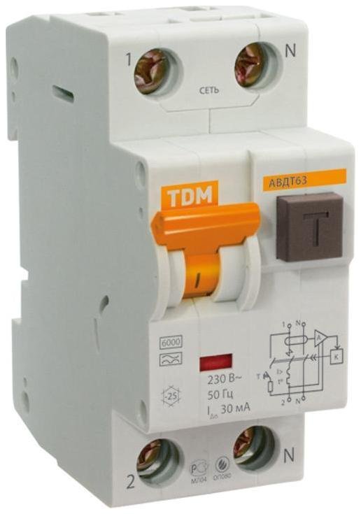 TDM electric SQ0202-0008 Выключатель автоматический дифференциального тока АВДТ 63 1п+N 40А C 100мА тип A