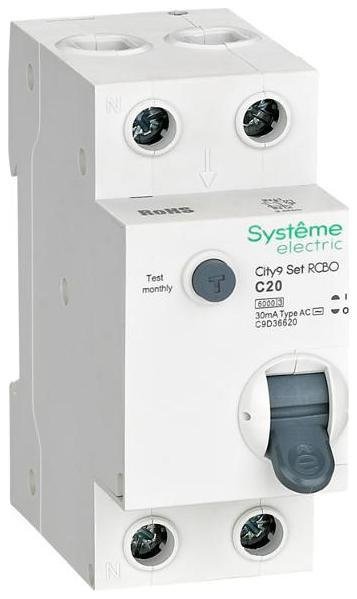 Systeme Electric C9D36620 Выключатель автоматический дифференциального тока 1P+N 20A C 6kA 30мА Тип-АС City9