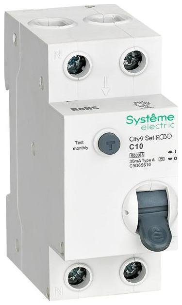 Systeme Electric C9D65610 Выключатель автоматический дифференциального тока 1P+N 10A C 6kA 30мА Тип-А City9