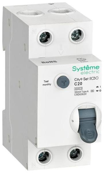 Systeme Electric C9D65620 Выключатель автоматический дифференциального тока 1P+N 20A C 6kA 30мА Тип-А City9