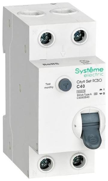 Systeme Electric C9D65640 Выключатель автоматический дифференциального тока 1P+N 40A C 6kA 30мА Тип-А City9