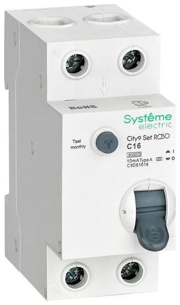 Systeme Electric C9D61616 Выключатель автоматический дифференциального тока 1P+N 16A C 6kA 10мА Тип-А City9